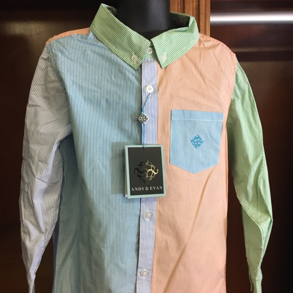 Multi Color LS shirt sz 7, Andy and Evan, NWT